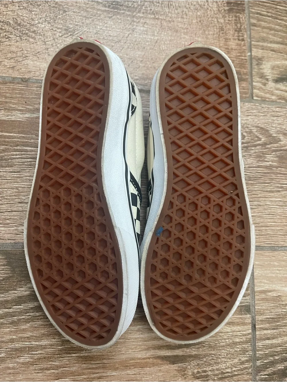 Vans youth White Canvas Slip-On Sneakers with Black Logo Sz 3